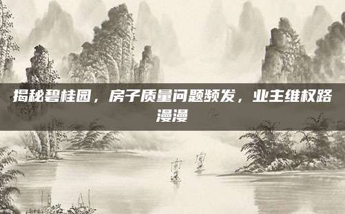 揭秘碧桂园，房子质量问题频发，业主维权路漫漫