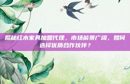 揭秘红木家具加盟代理，市场前景广阔，如何选择优质合作伙伴？