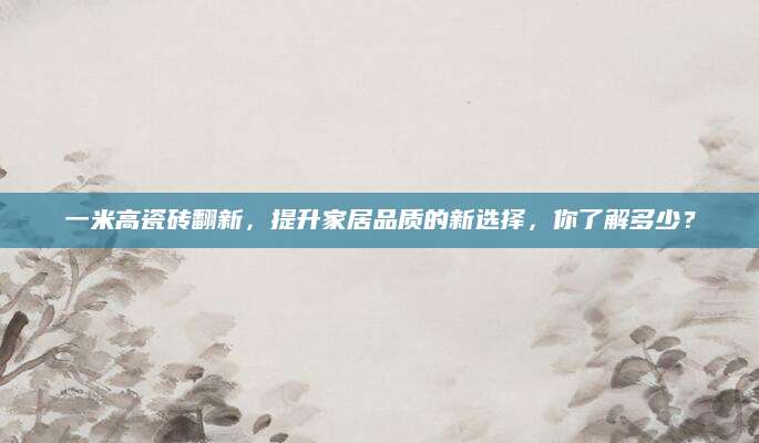 一米高瓷砖翻新，提升家居品质的新选择，你了解多少？