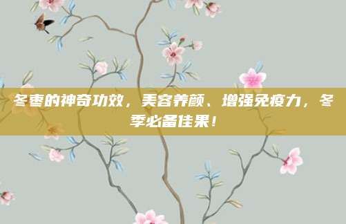 冬枣的神奇功效，美容养颜、增强免疫力，冬季必备佳果！