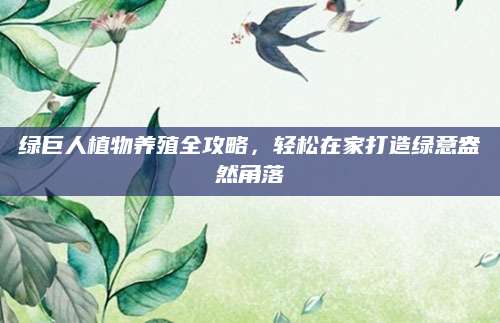 绿巨人植物养殖全攻略，轻松在家打造绿意盎然角落