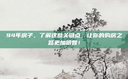 94年房子，了解这些关键点，让你的购房之路更加明智！