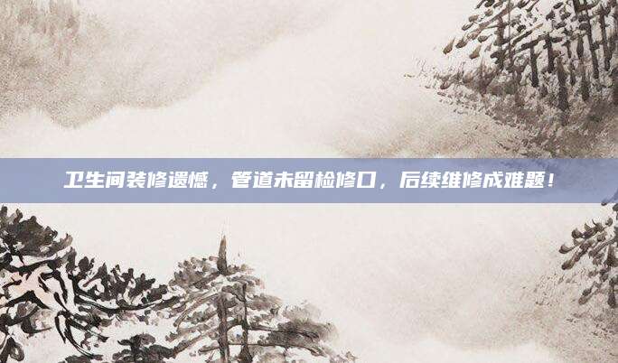 卫生间装修遗憾，管道未留检修口，后续维修成难题！