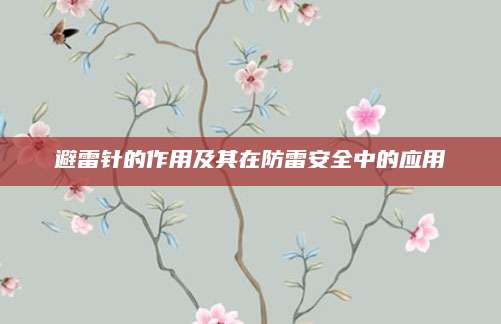 避雷针的作用及其在防雷安全中的应用