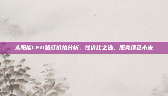 太阳能LED路灯价格分析，性价比之选，照亮绿色未来