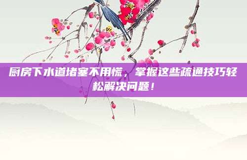 厨房下水道堵塞不用慌，掌握这些疏通技巧轻松解决问题！