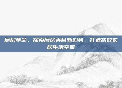 厨房革命，探索厨房类目新趋势，打造高效家居生活空间