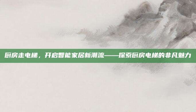 厨房走电梯，开启智能家居新潮流——探索厨房电梯的非凡魅力
