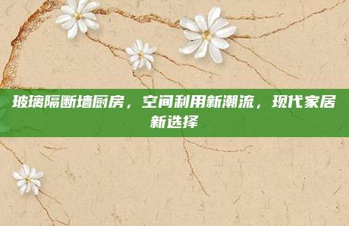 玻璃隔断墙厨房，空间利用新潮流，现代家居新选择