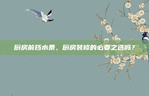厨房前挡水条，厨房装修的必要之选吗？