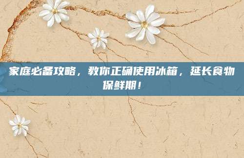 家庭必备攻略，教你正确使用冰箱，延长食物保鲜期！