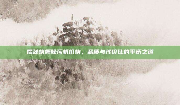 揭秘格栅除污机价格，品质与性价比的平衡之道