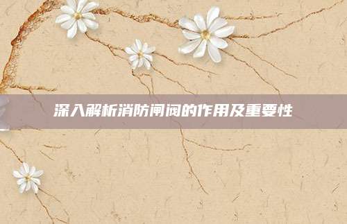 深入解析消防闸阀的作用及重要性