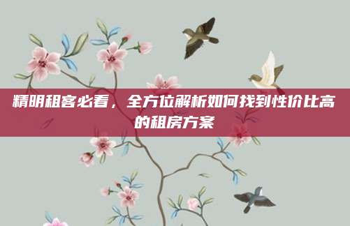 精明租客必看，全方位解析如何找到性价比高的租房方案