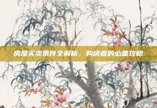 房屋买卖条件全解析，购房者的必备攻略