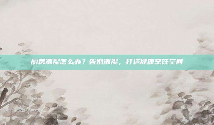 厨房潮湿怎么办？告别潮湿，打造健康烹饪空间
