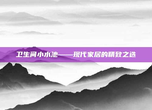 卫生间小水池——现代家居的精致之选