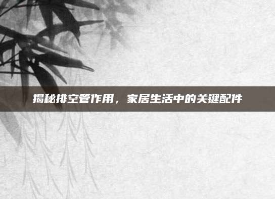 揭秘排空管作用，家居生活中的关键配件