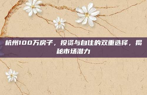 杭州100万房子，投资与自住的双重选择，揭秘市场潜力