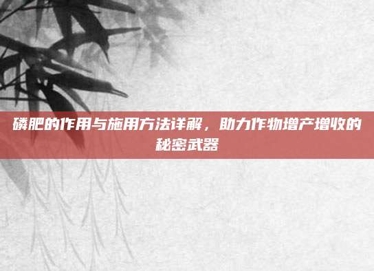 磷肥的作用与施用方法详解，助力作物增产增收的秘密武器