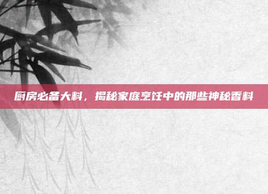 厨房必备大料，揭秘家庭烹饪中的那些神秘香料