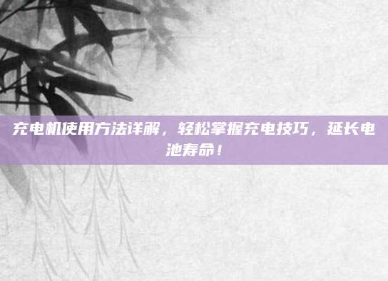 充电机使用方法详解，轻松掌握充电技巧，延长电池寿命！